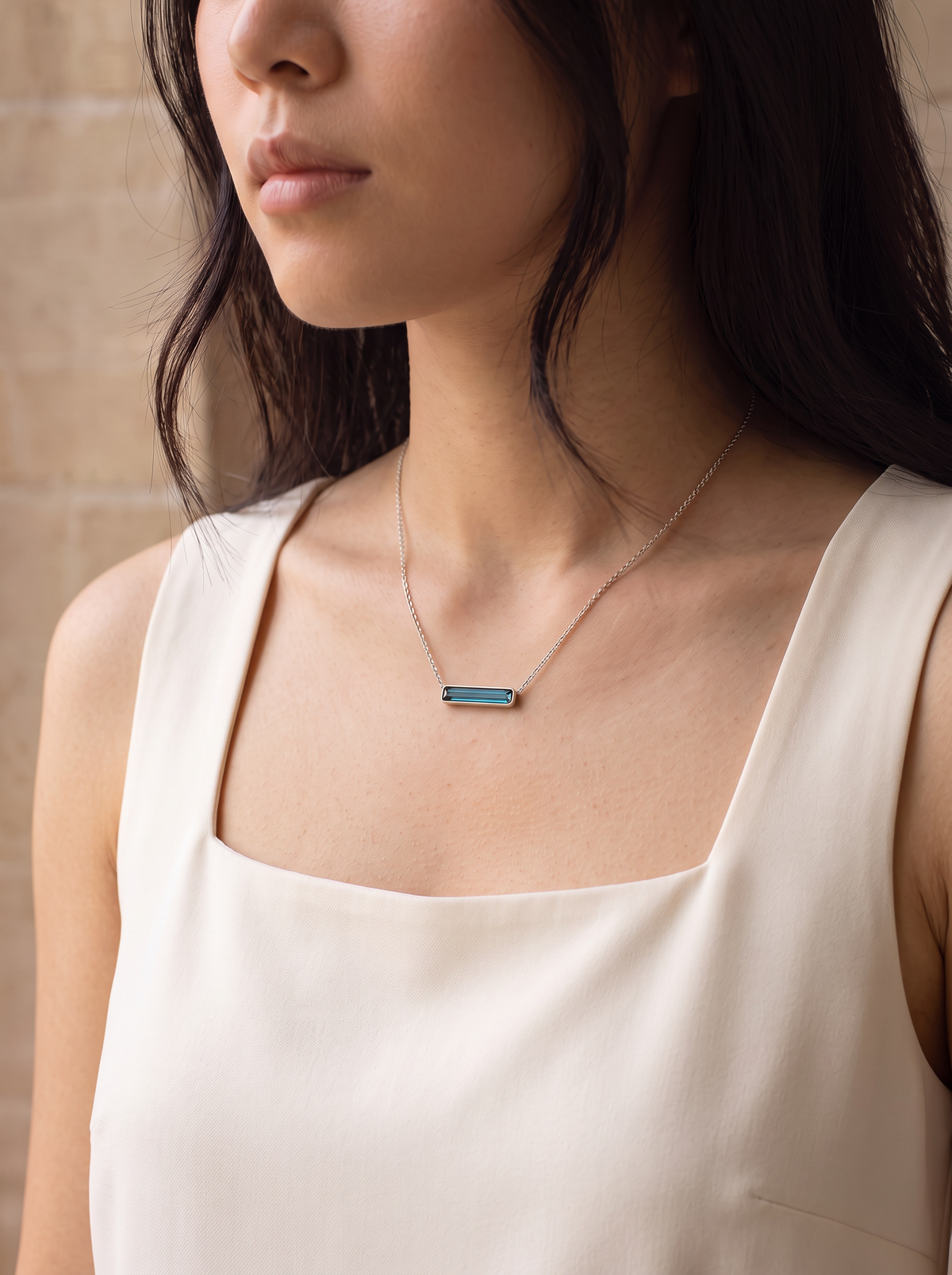 London Blue Topaz Bar Necklace