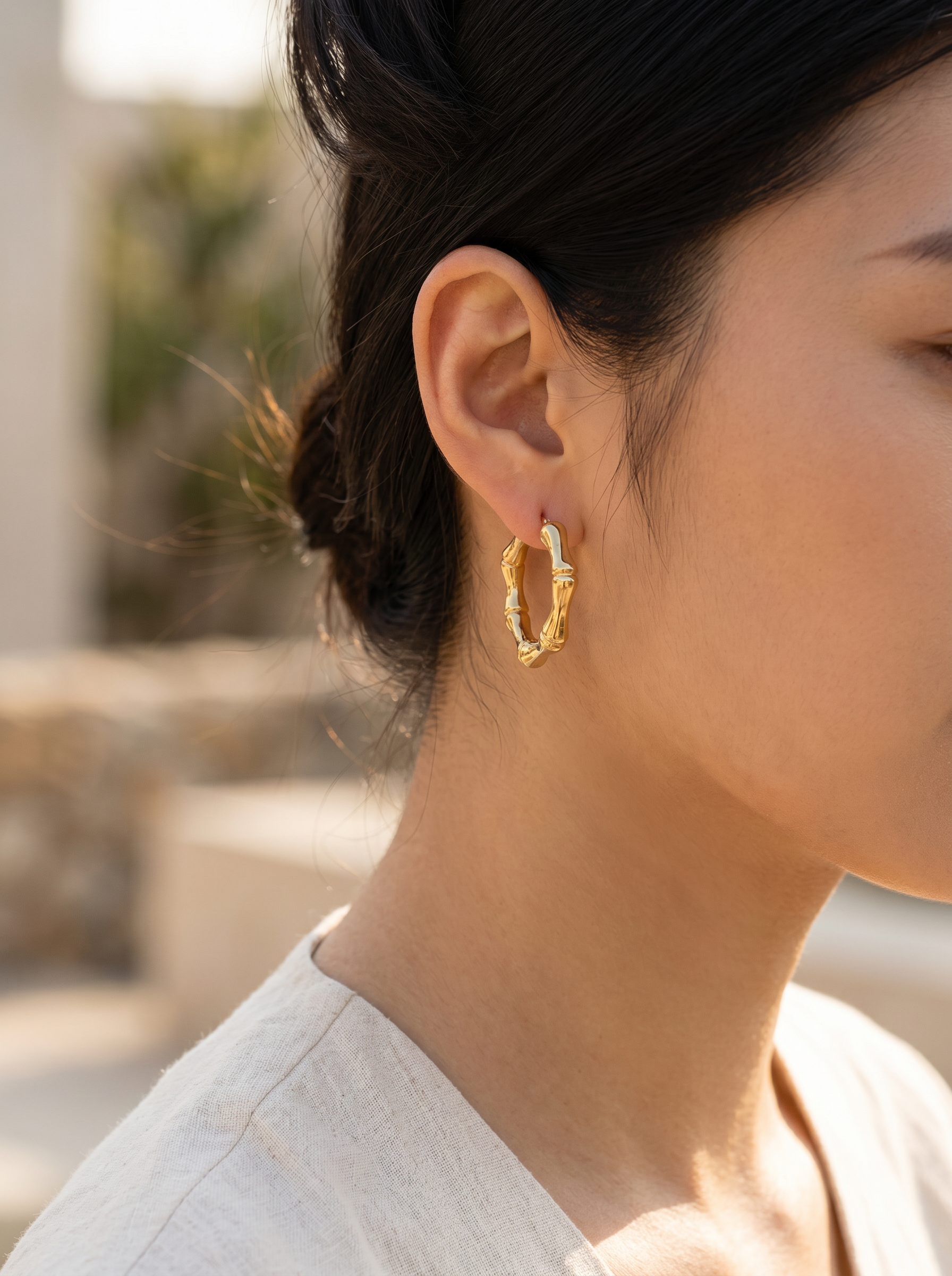 Bamboo Hoops Earrings