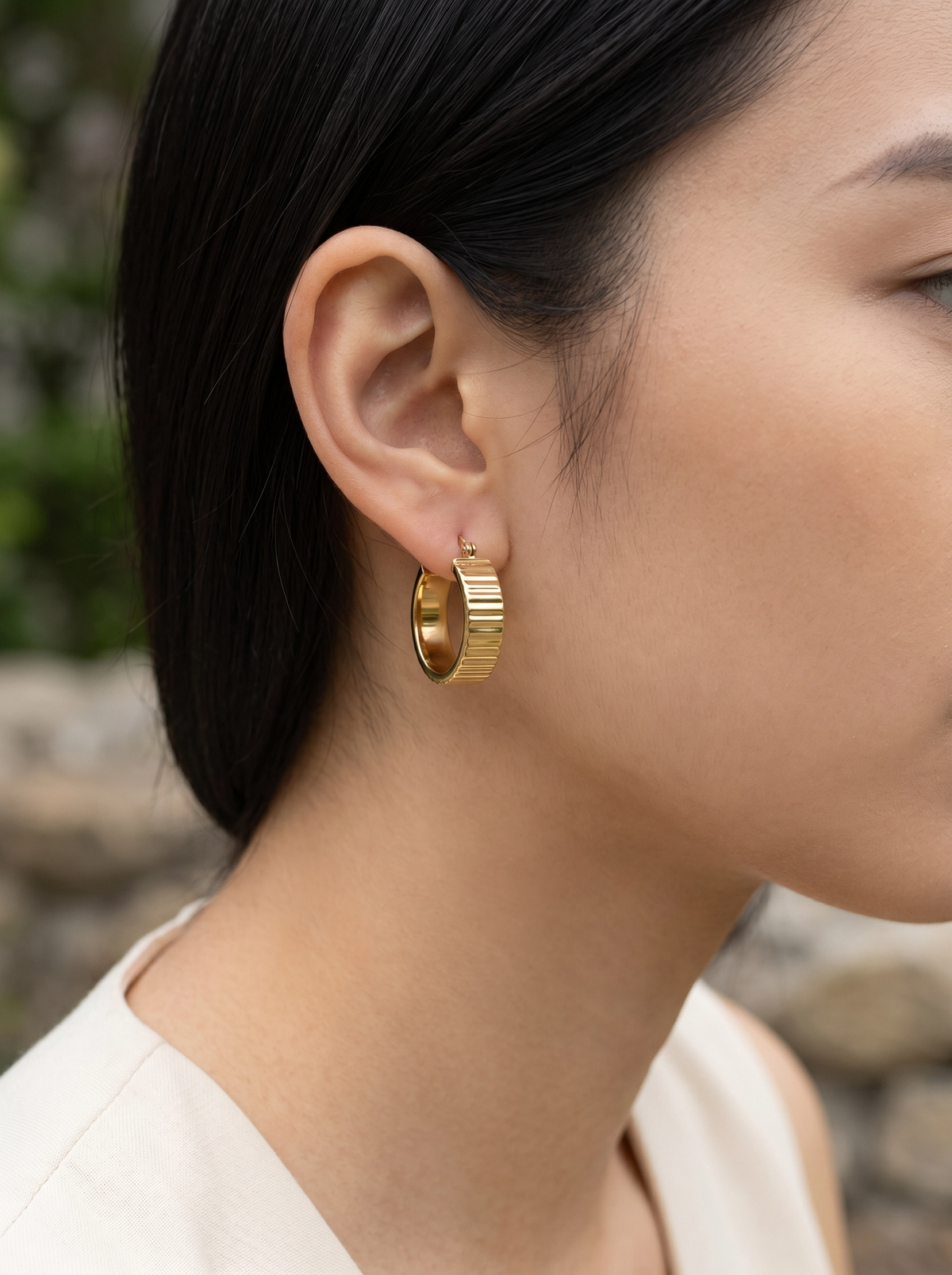 Ripple Edge Hoops Earrings